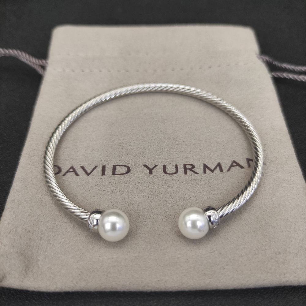David Yurman 3mm Silver Pearl bracelet